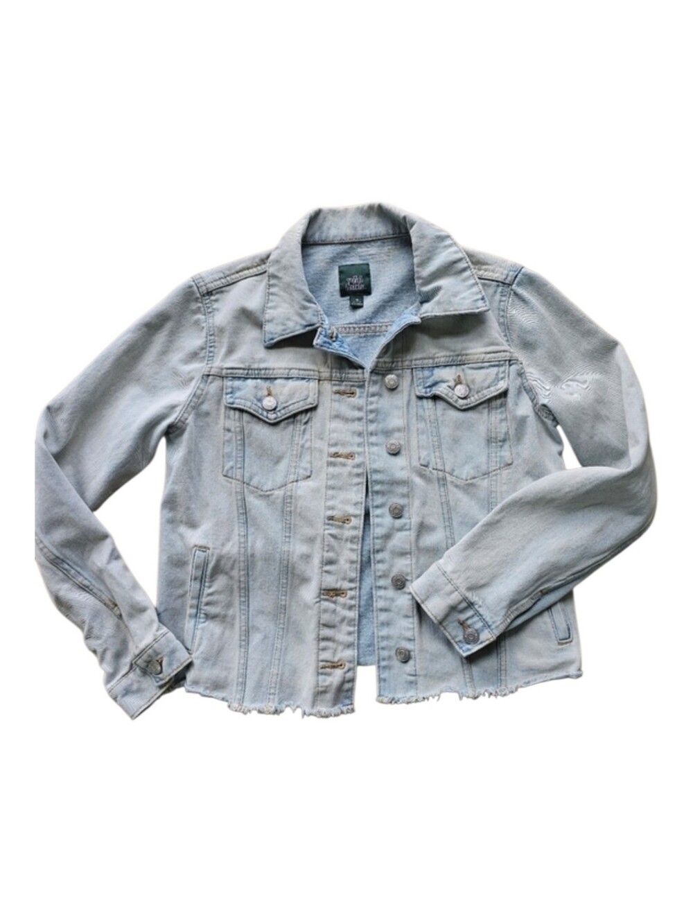 Wild Fable Lightwash‎ Bleached Raw Hem Denim Jacket Women's Size XS